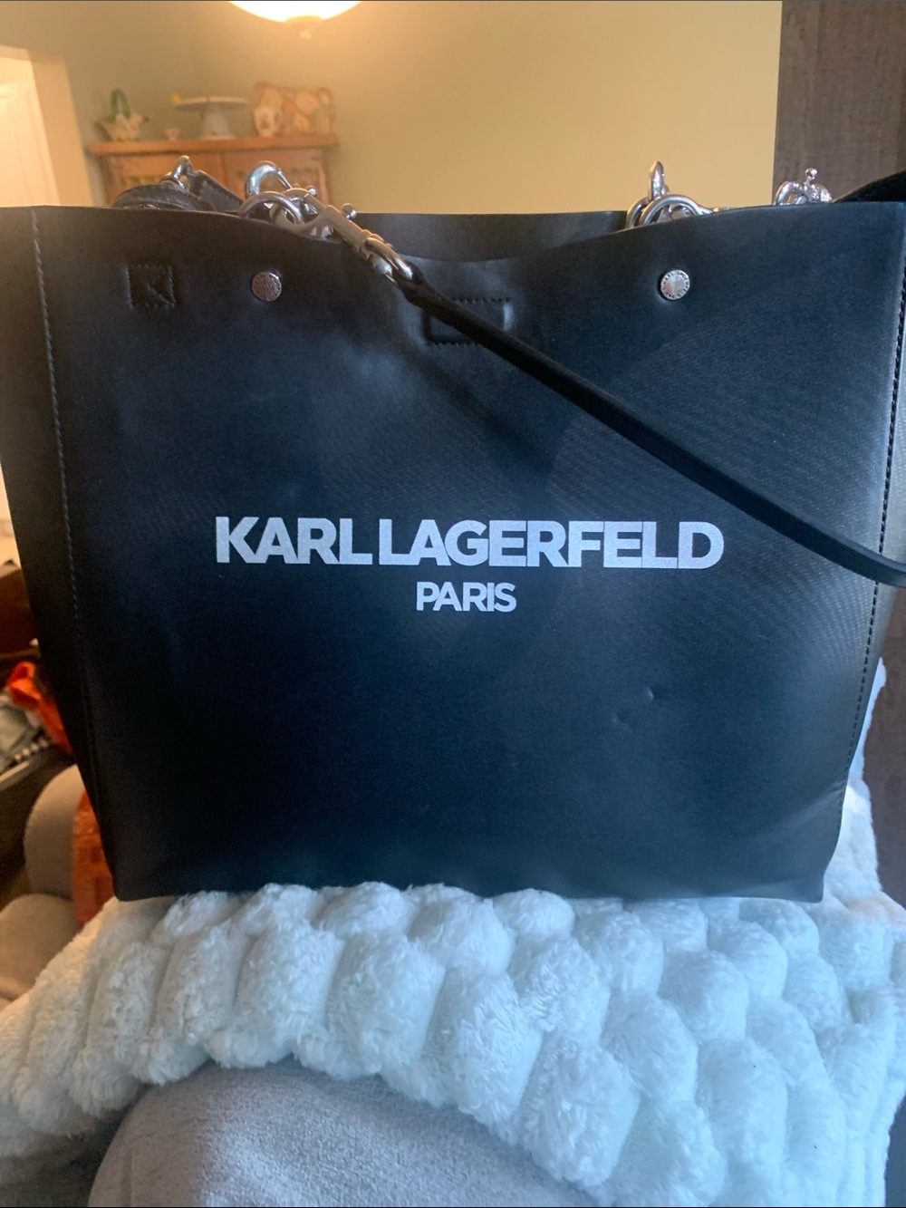 Karl Lagerfeld Black Tote with White Logo